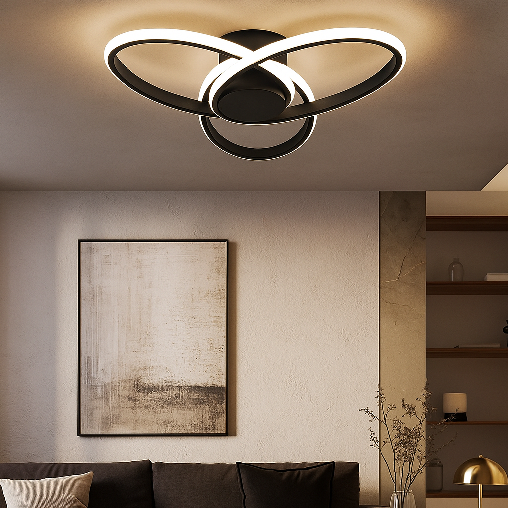 Lustra LED Aplicata OSEN Black Telecomanda Echivalent 780W