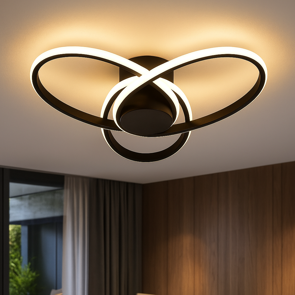 Lustra LED Aplicata OSEN Black Telecomanda Echivalent 780W