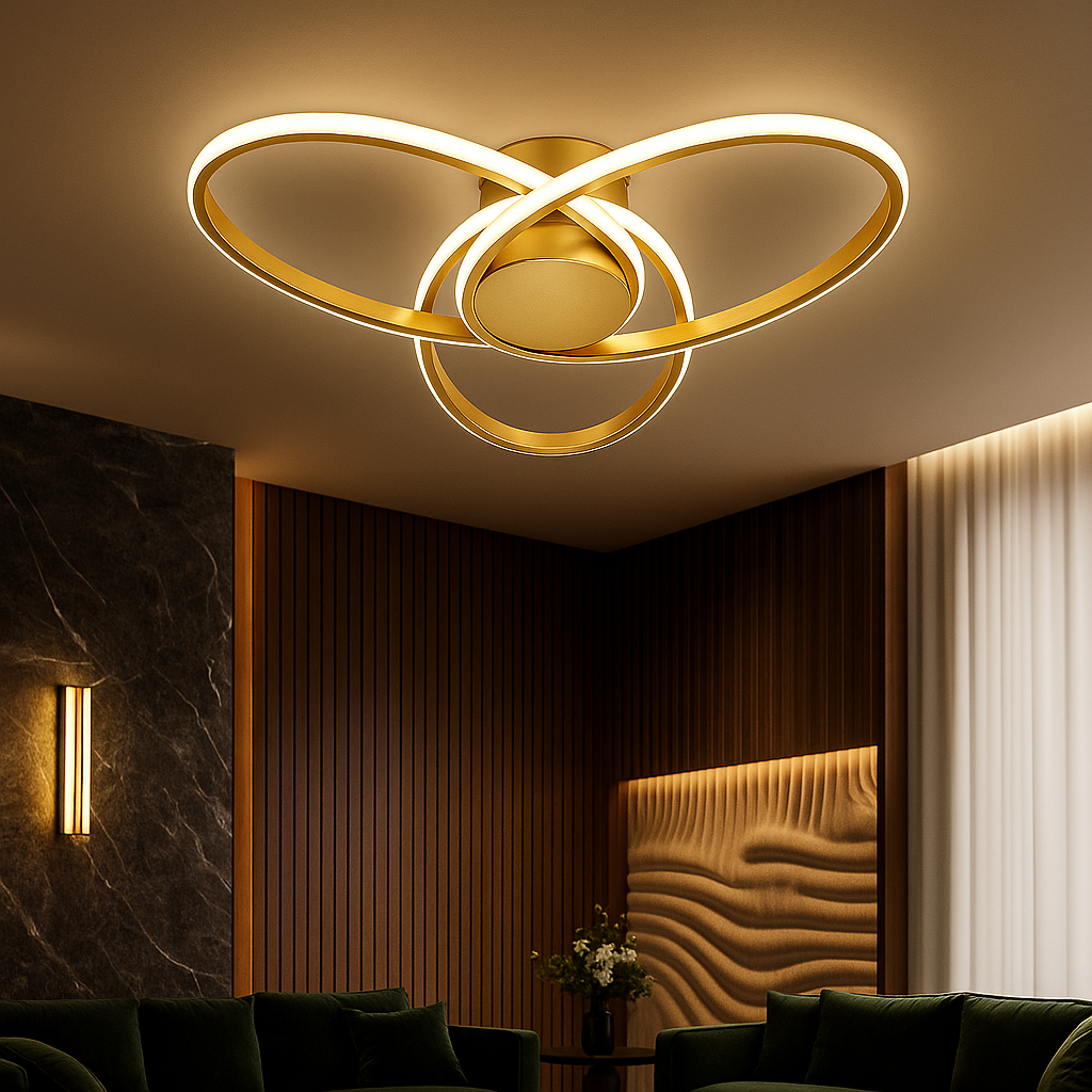 Lustra LED Aplicata OSEN Gold Telecomanda Echivalent 780W