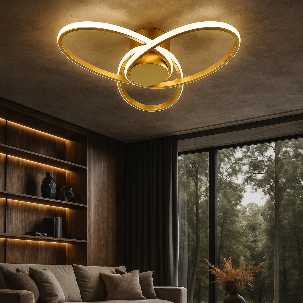 Lustra LED Aplicata OSEN Gold Telecomanda Echivalent 780W