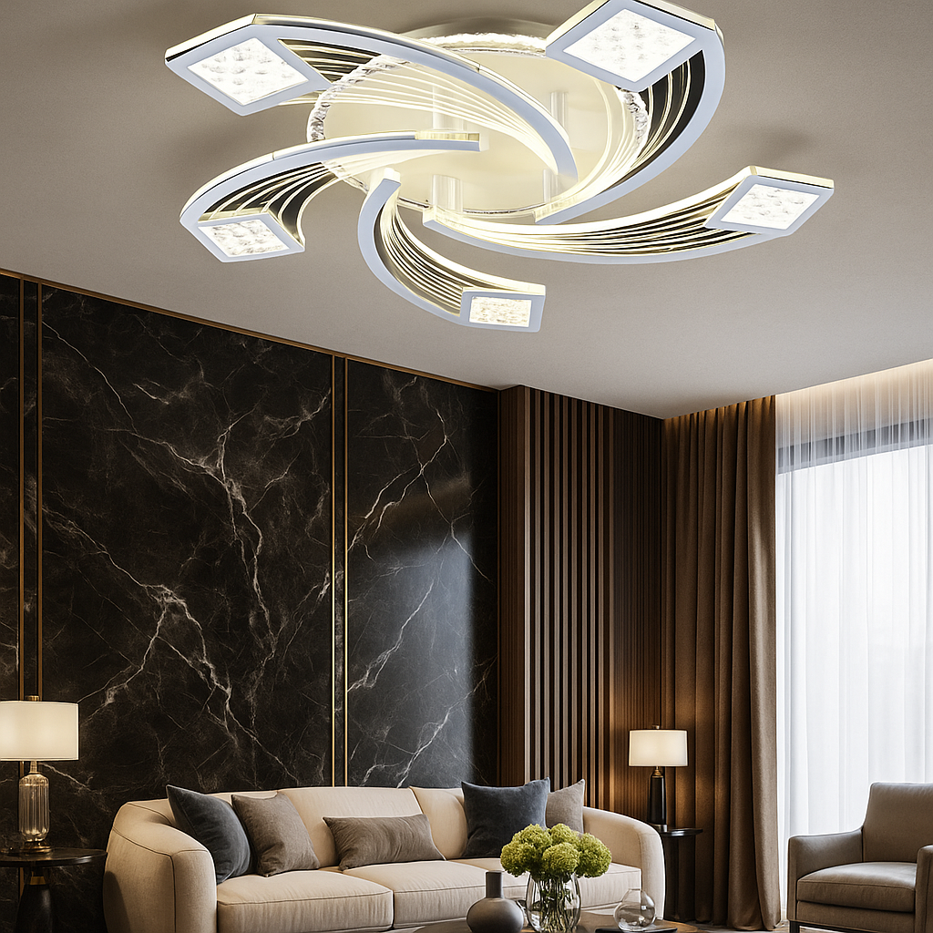 Lustra LED Aplicata AYRA Silver Echivalent 300W Telecomanda