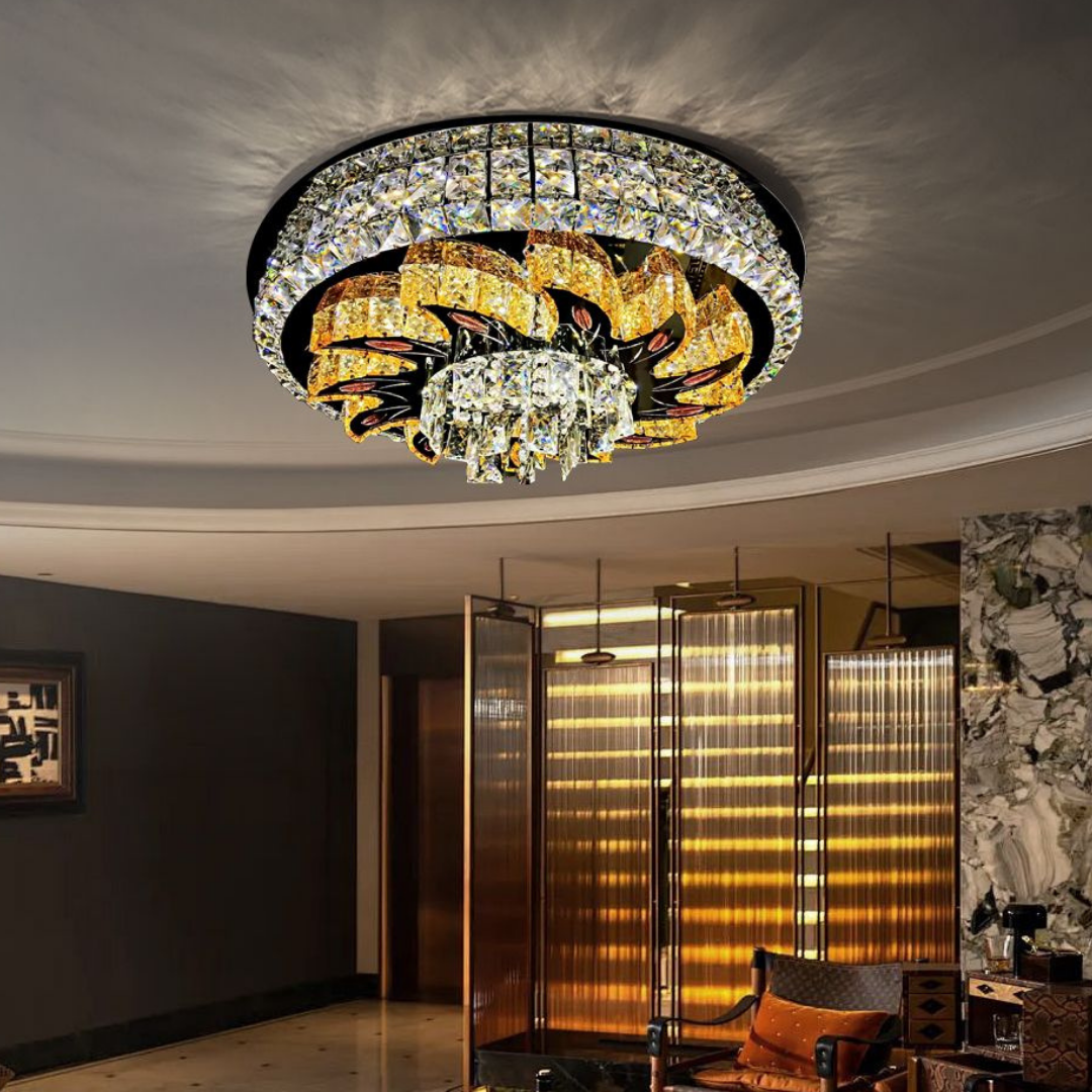 Lustra LED Cristal Aplicata Majestic Bloom Telecomanda Echivalent 800W