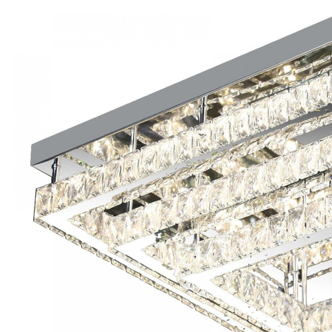 Lustra LED Cristal 130W Exquisite Square Echivalent 800W Telecomanda