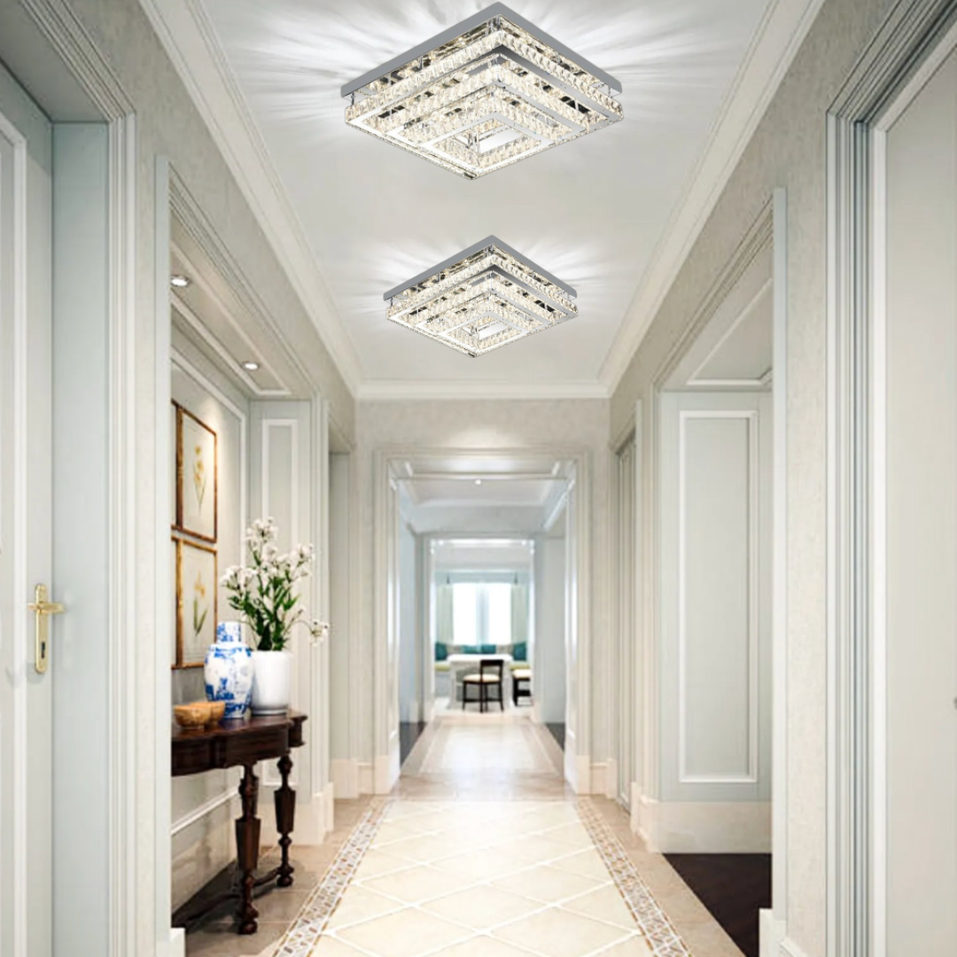 Lustra LED Cristal 130W Exquisite Square Echivalent 800W Telecomanda