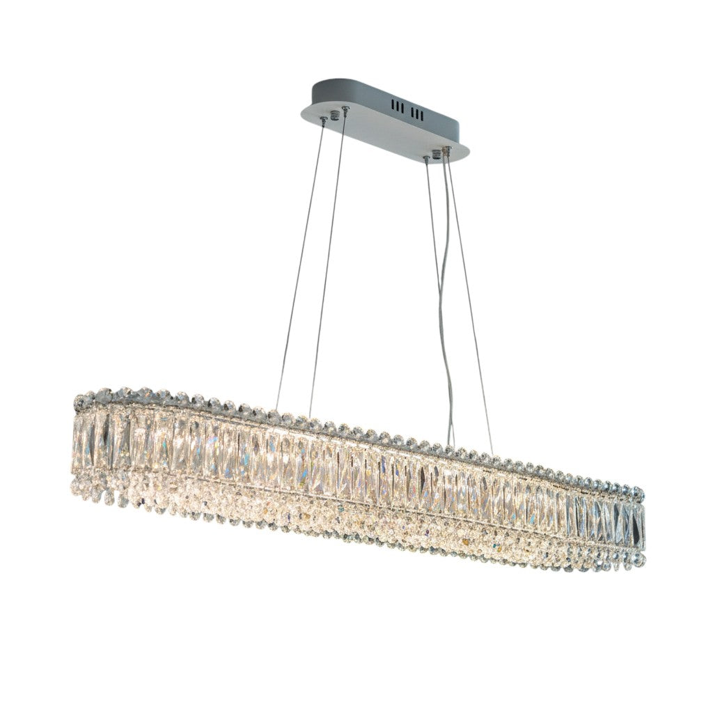 Lustra LED Suspendata ALESSO Cristal Liniara Silver Echivalent 400W