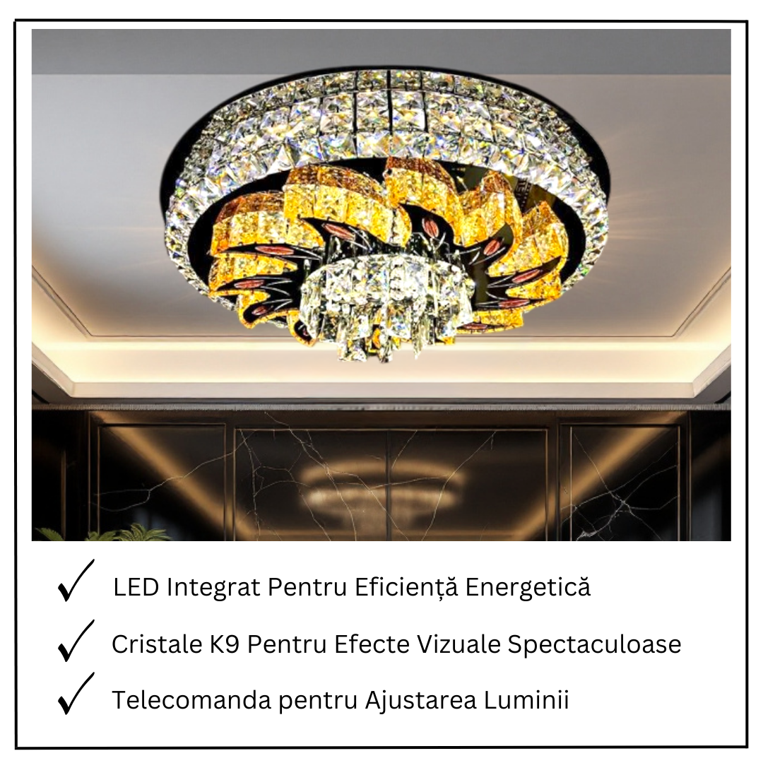 Lustra LED Cristal Aplicata Majestic Bloom Telecomanda Echivalent 800W