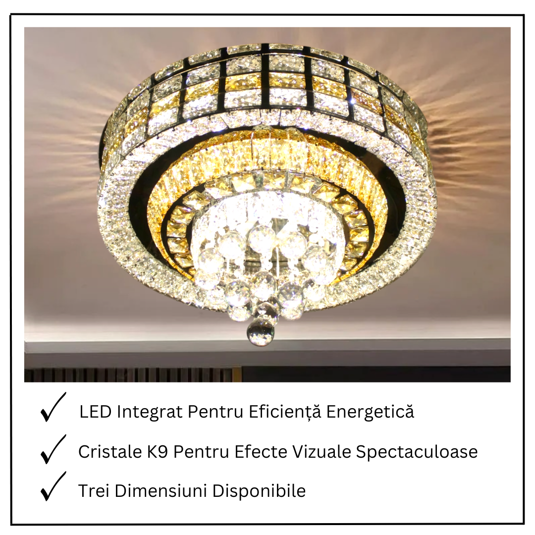 Lustra LED Cristal Aplicata Luxor Rotunda Telecomanda 60-80CM