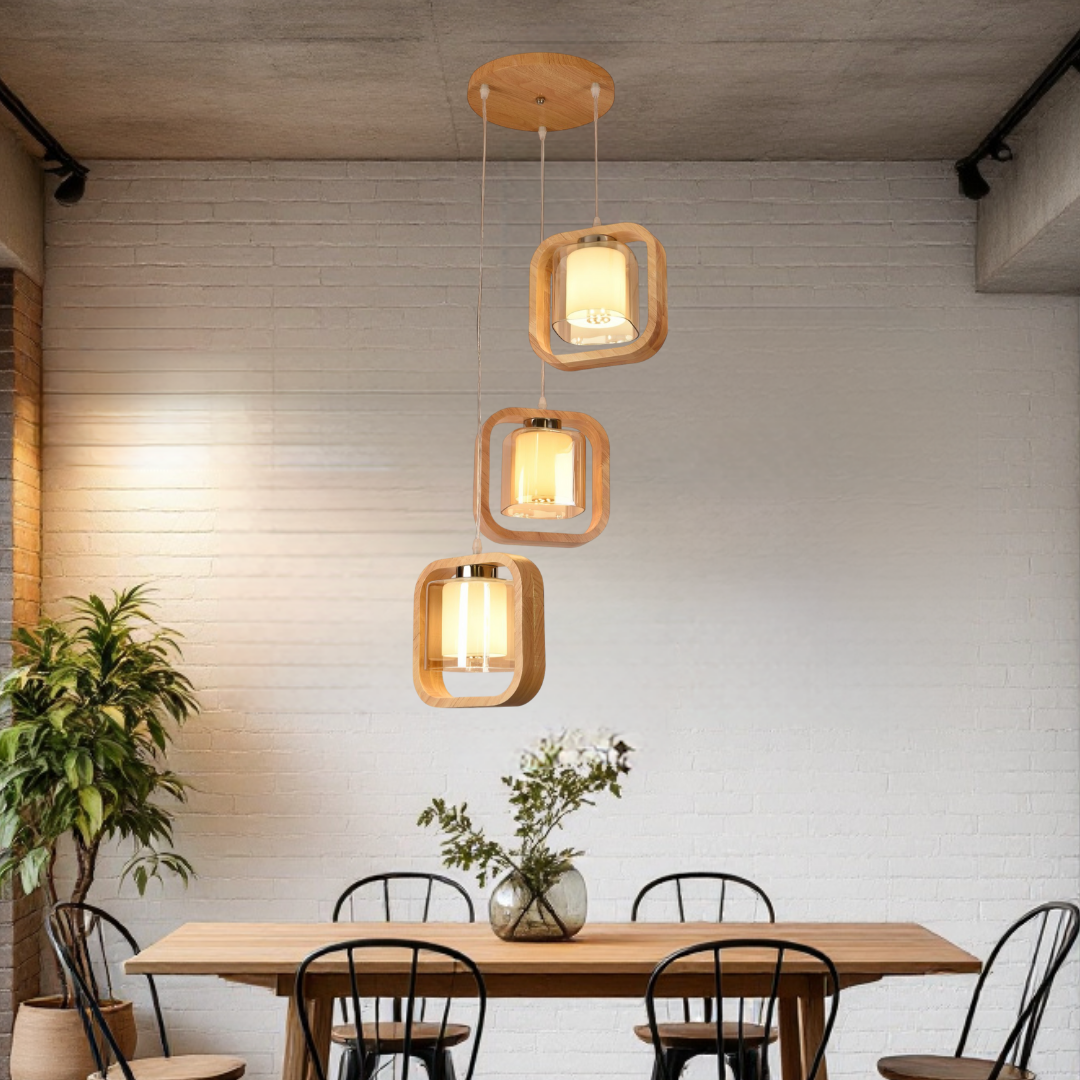 Lustra Lemn Suport Rotund 3xE27 NovaWood