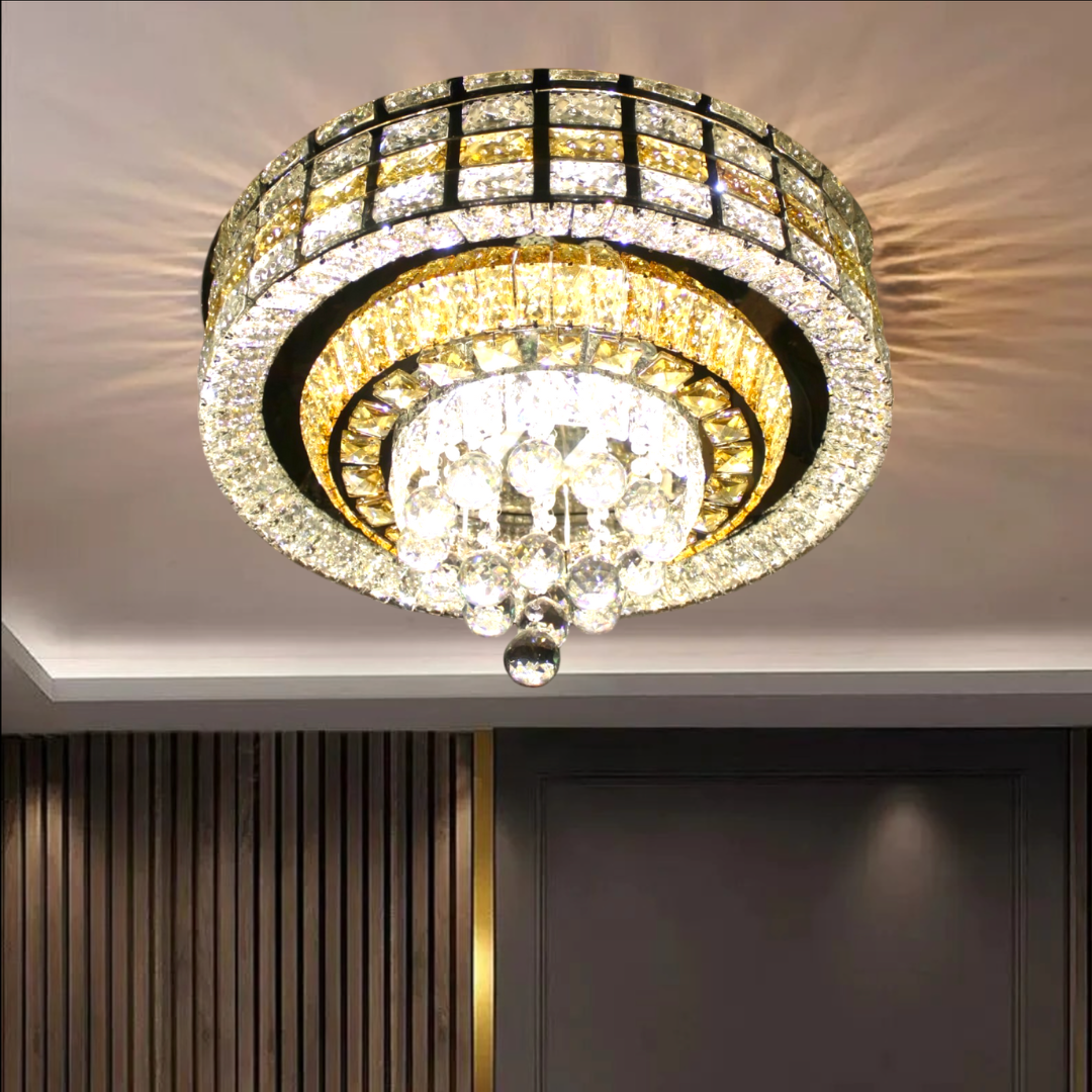 Lustra LED Cristal Aplicata Luxor Rotunda Telecomanda 60-80CM
