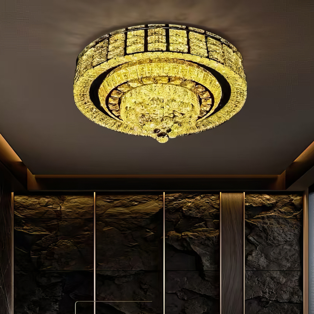 Lustra LED Cristal Aplicata Luxor Rotunda Telecomanda 60-80CM