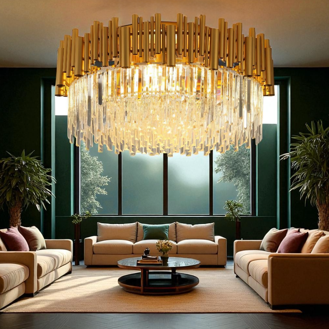 Candelabru Cristal Aplicat Rotund Golden Tubes Luxury