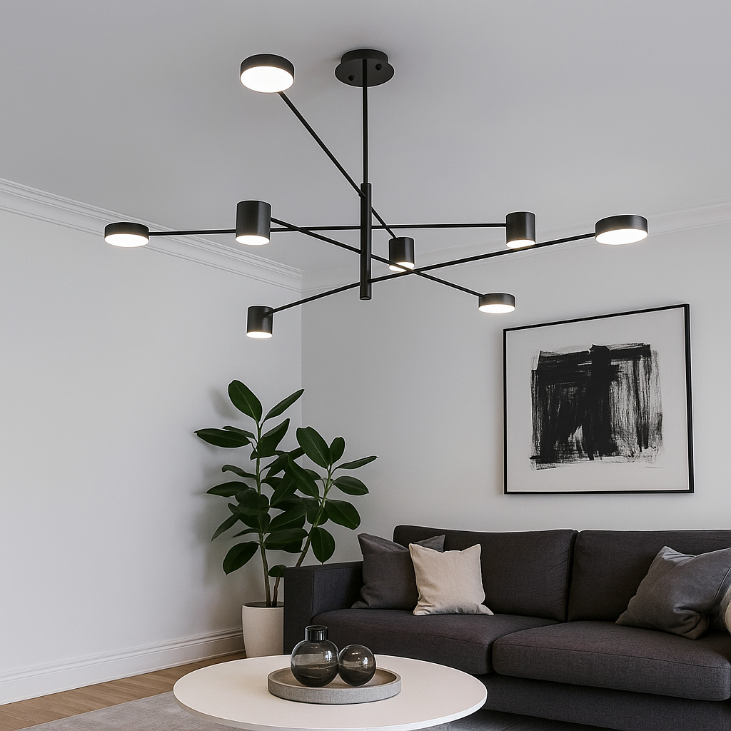 Lustra LED Nordic Style Maxi WEB Black Echivalent 600W Telecomanda