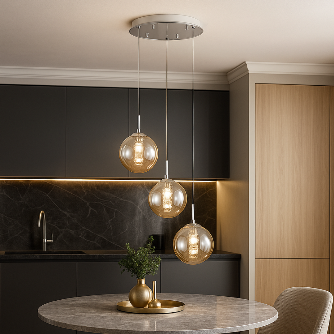 Lustra Suspendata LIMA Silver Abajur Transparent 3xG9