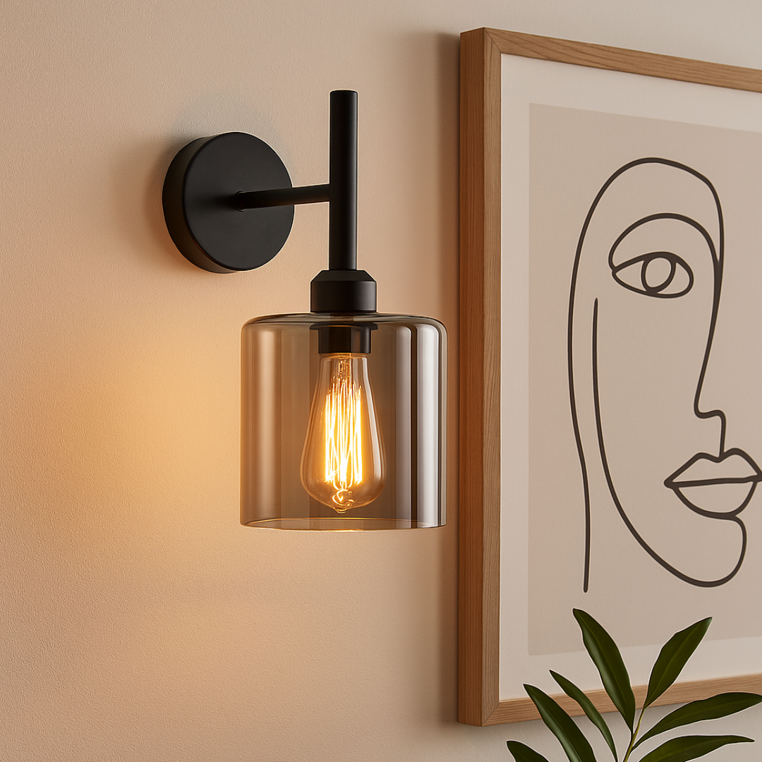 Aplica Perete Savio Black Abajur fumuriu