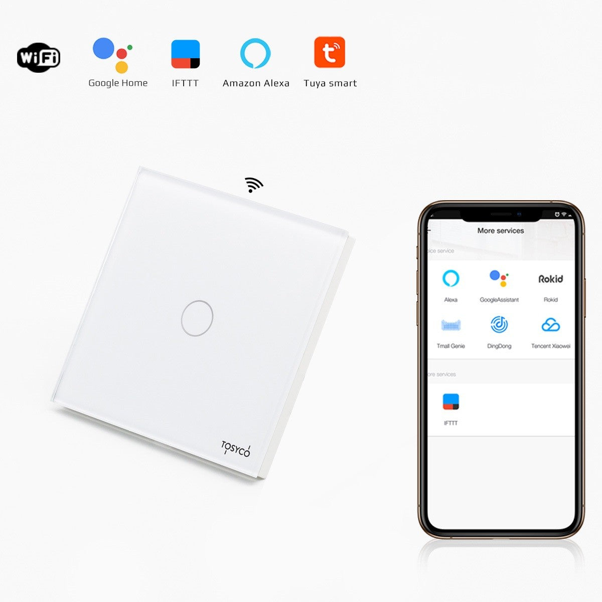 Intrerupator simplu WIFI cu touch din sticla