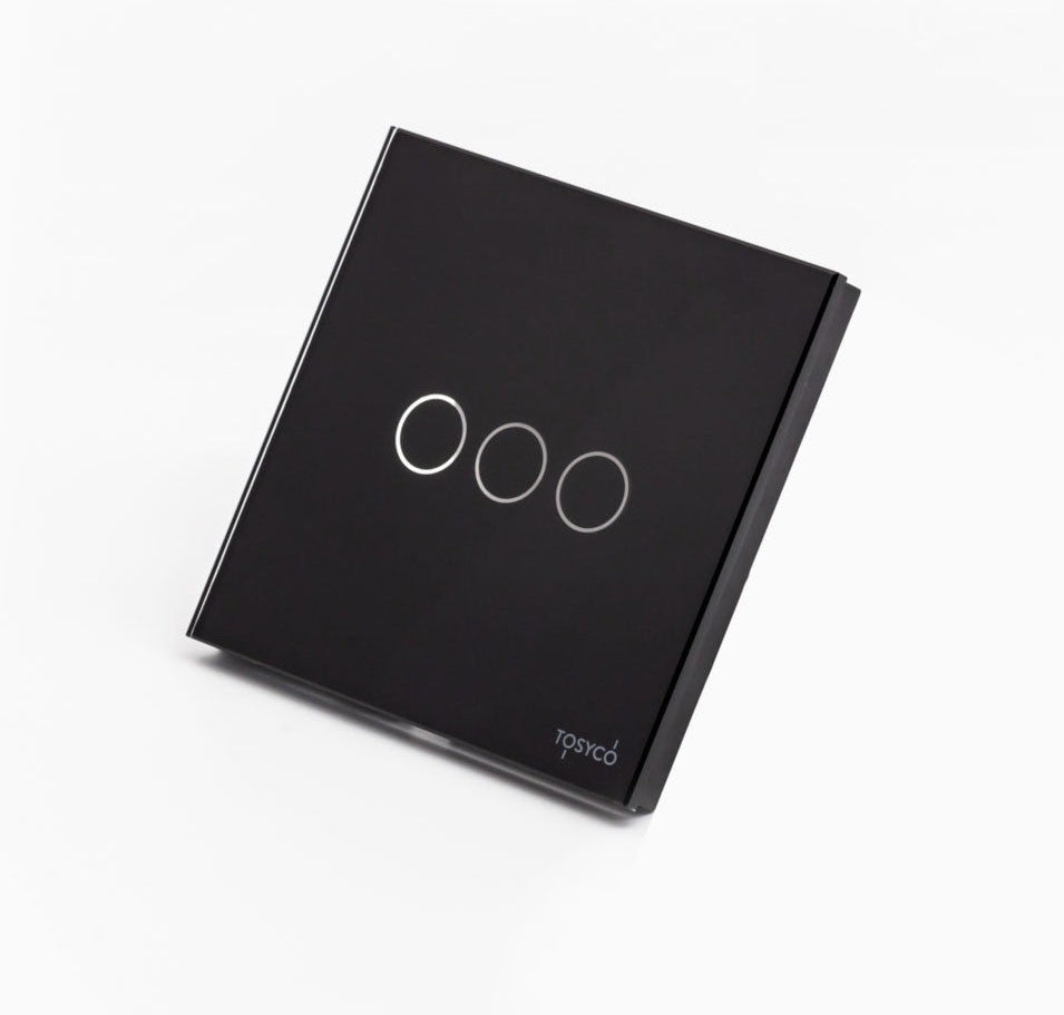 Intrerupator triplu wireless cu touch din sticla