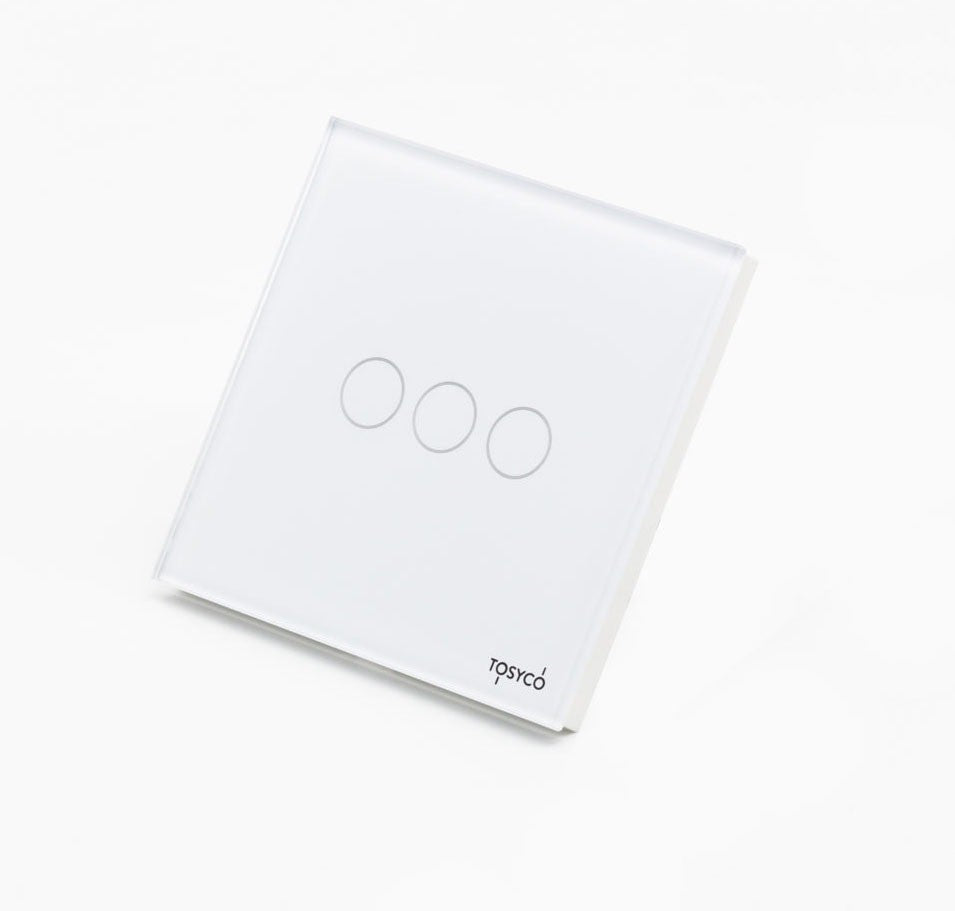 Intrerupator triplu wireless cu touch din sticla