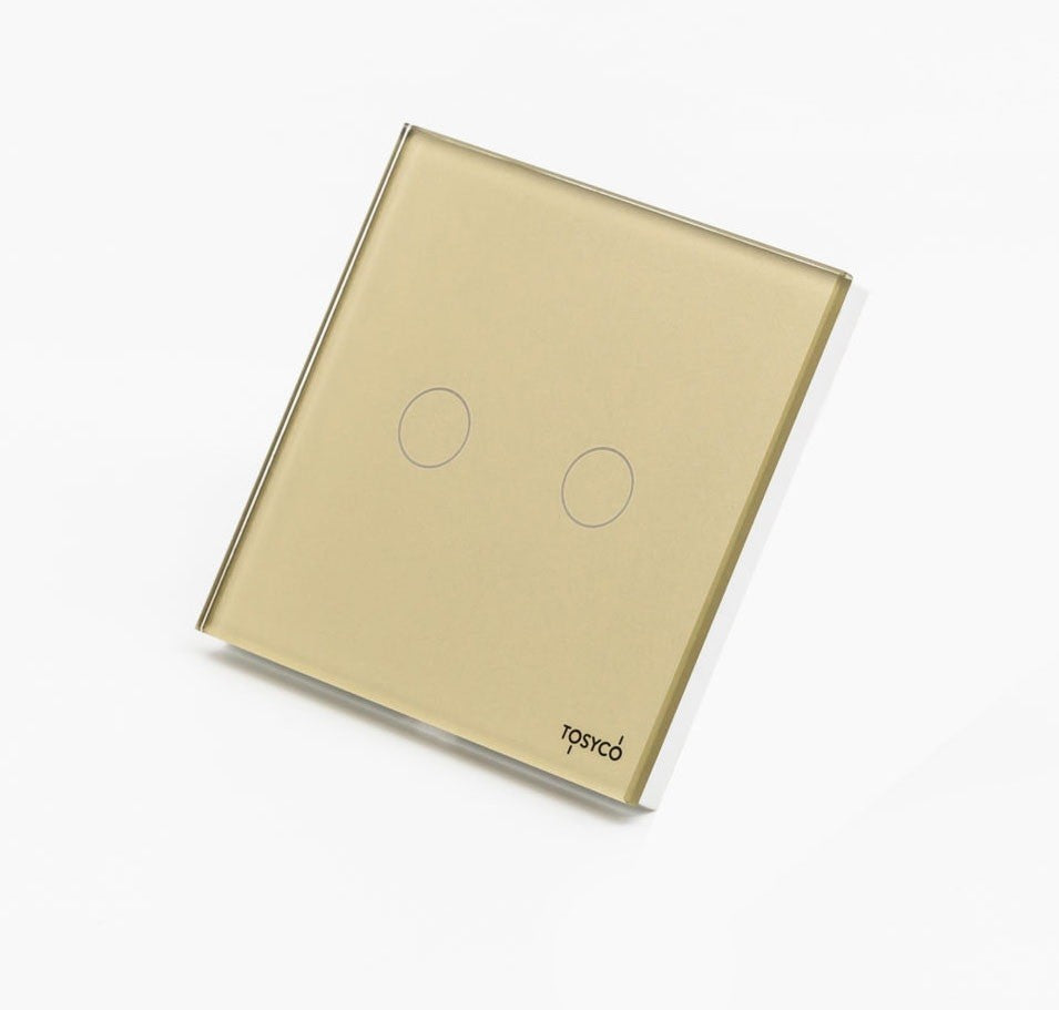 Intrerupator dimabil dublu wireless cu touch din sticla