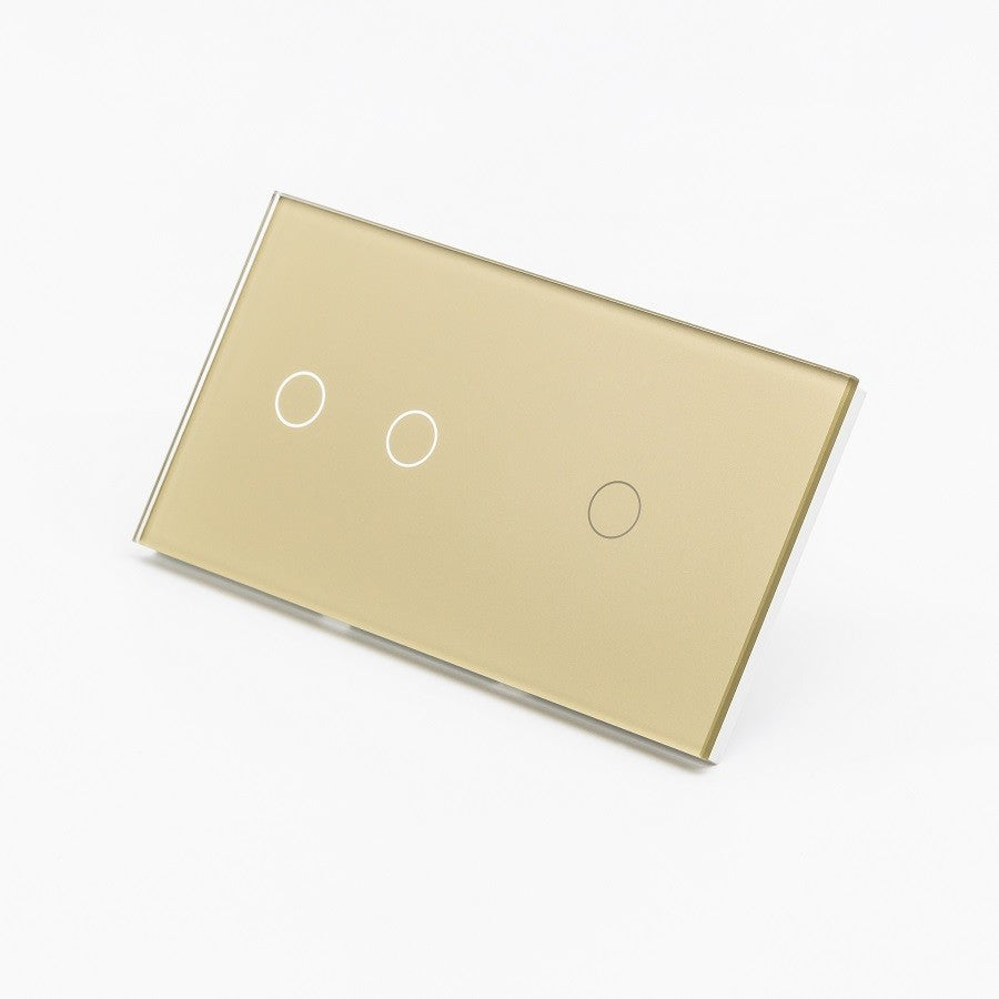 Intrerupator dublu + simplu cu touch din sticla