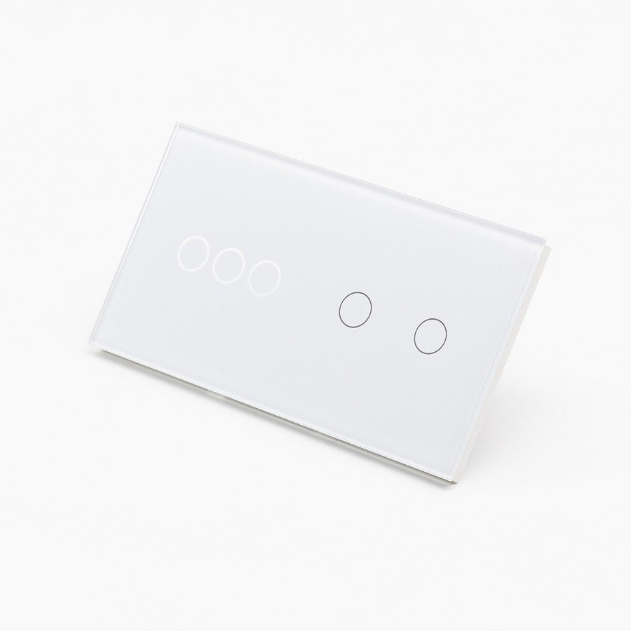 Intrerupator triplu + dublu cu touch din sticla