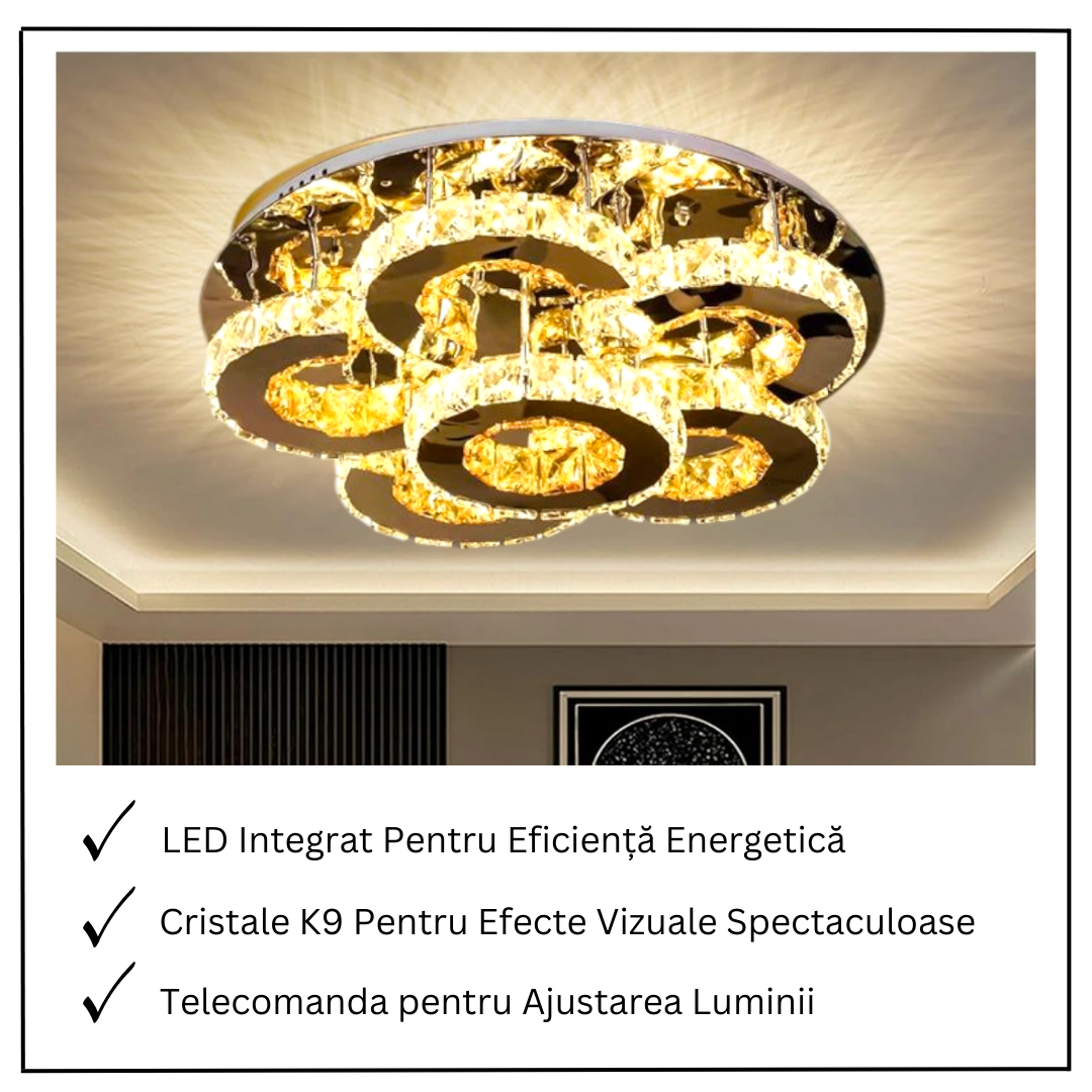 Lustra LED Cristal Aplicata  Elegance Aurora Telecomanda Echivalent 700W
