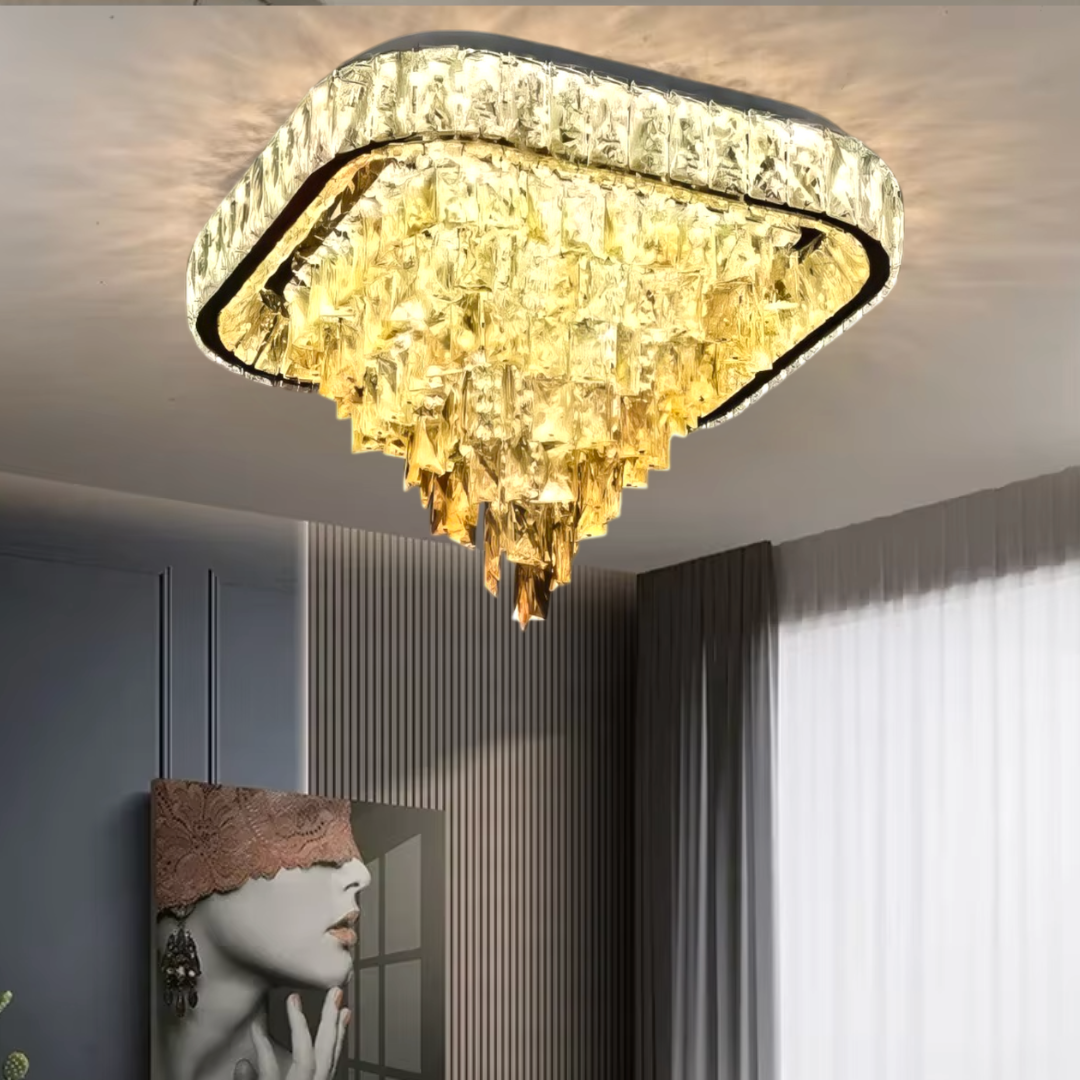 Lustra LED Cristal Aplicata Royalty Square Telecomanda Echivalent 800W