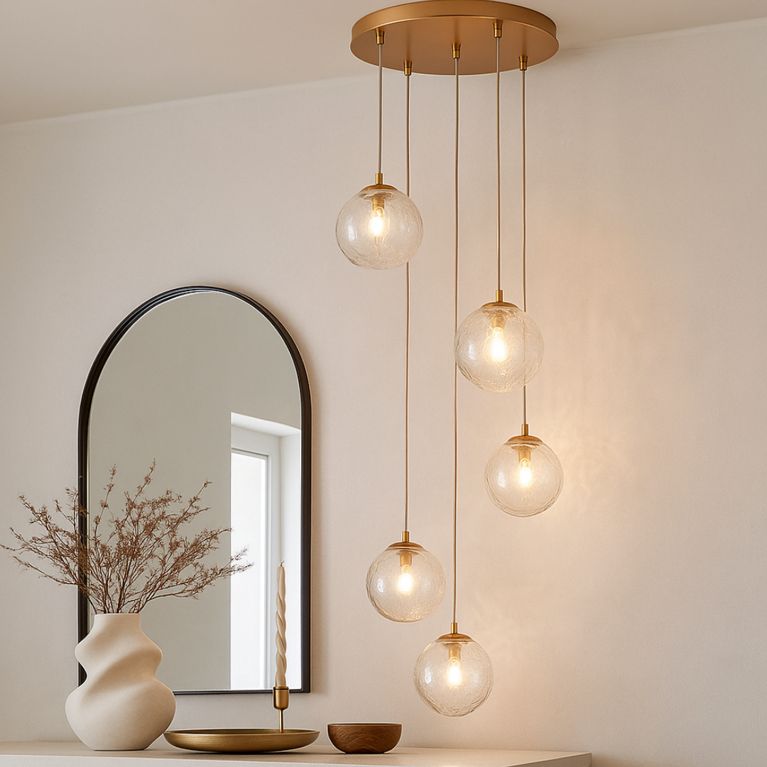 Lustra KENA Gold Abajur Transparent 5xG9