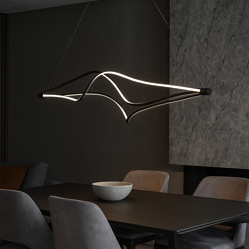 Lustra LED Suspendata Mavi Black Echivalent 900W Telecomanda