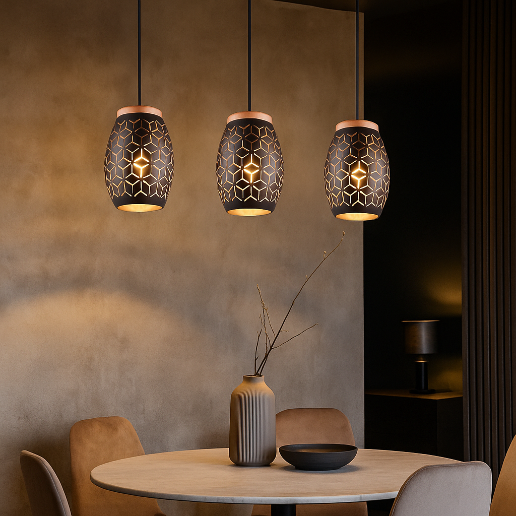 Lustra Suspendata 3xE27 BIDAR Neagra