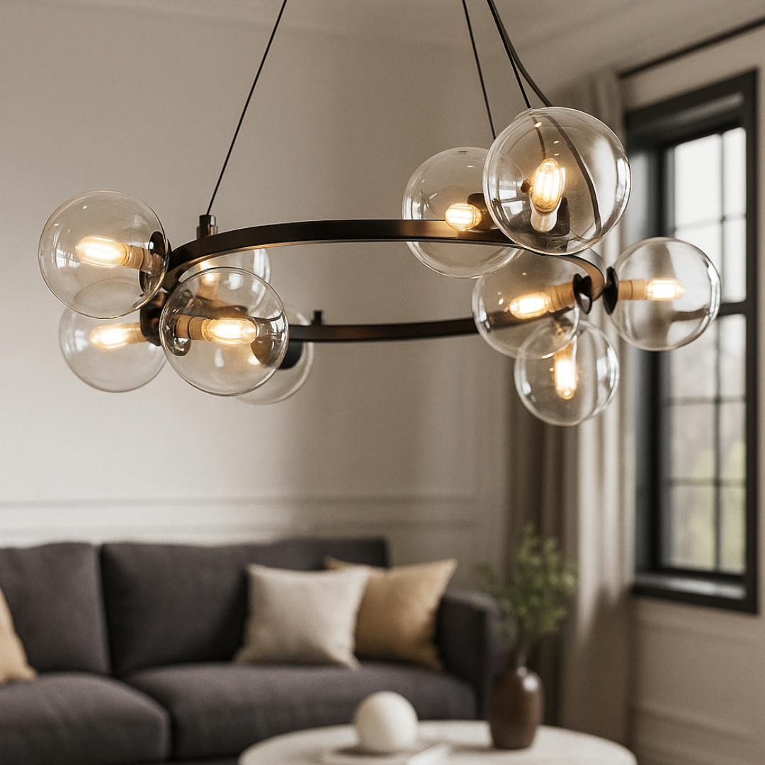 Lustra Suspendata Abajur Transparent 11xG9 Volta Black