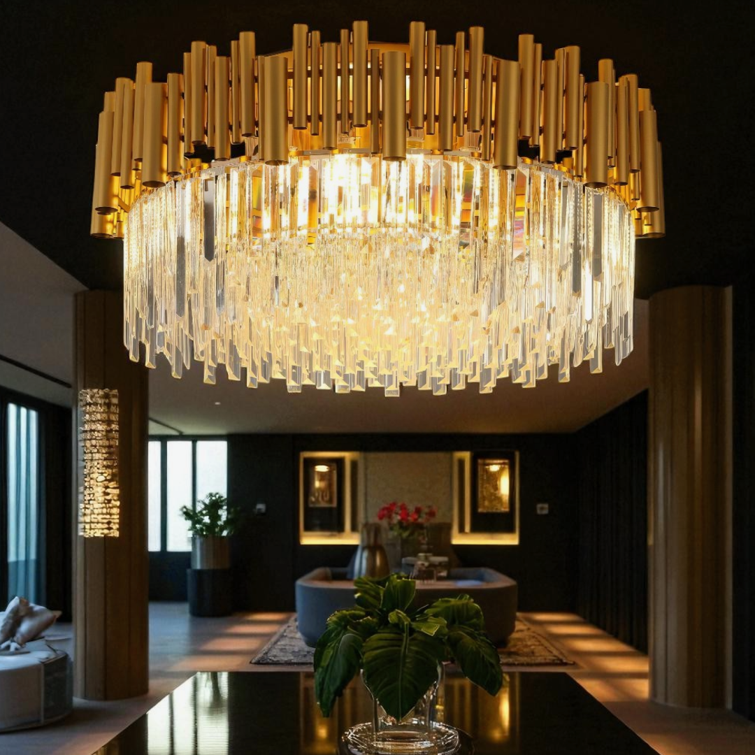 Candelabru Cristal Aplicat Rotund Golden Tubes Luxury