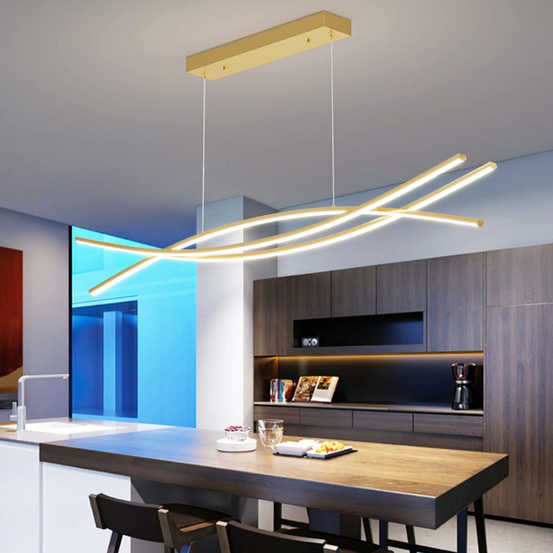 Lustra LED 80W OFFICE Suspendata Gold cu Telecomanda Echivalent 500W