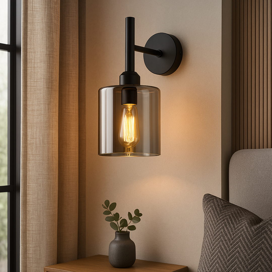 Aplica Perete Savio Black Abajur fumuriu