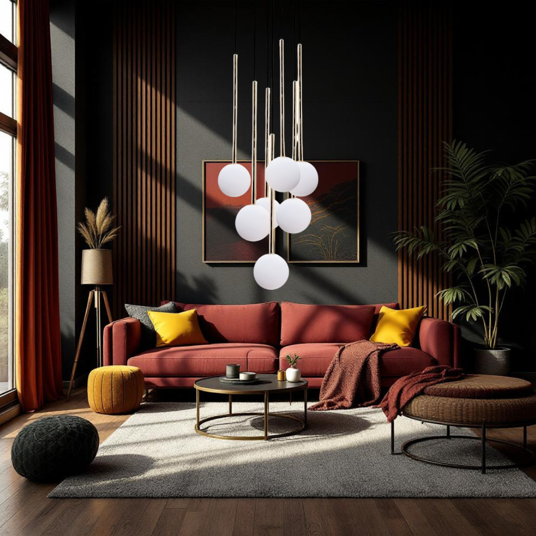 Lustra Abajur Suspendata Luxury ALI Golden 180CM