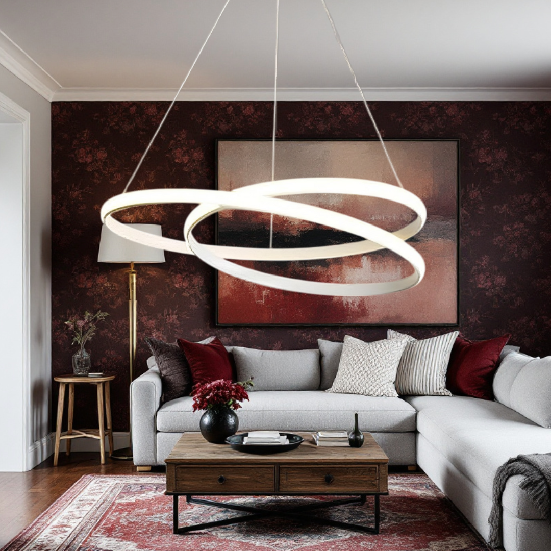 Lustra LED Alba Suspendata 120W Lumea Telecomanda Echivalent 600W