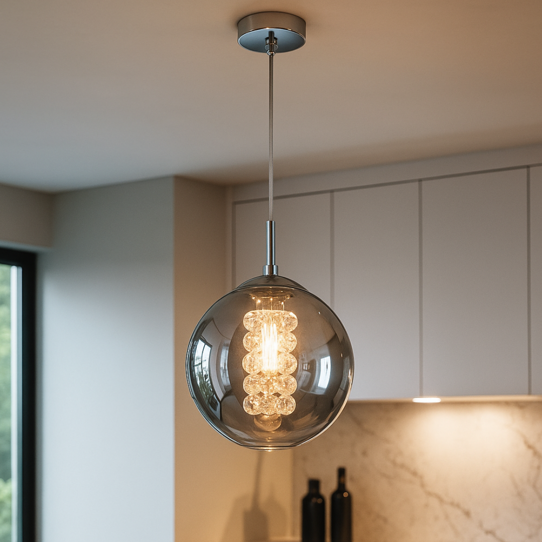 Pendul Abajur Fumuriu LIMA 1xG9 Chrome