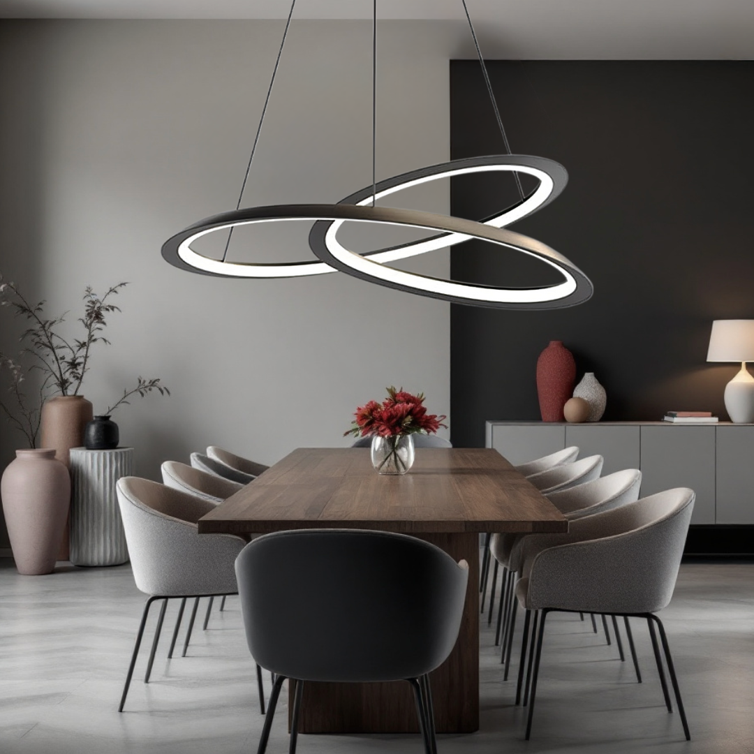 Lustra LED Suspendata 120W Lumea Black Telecomanda Echivalent 600W