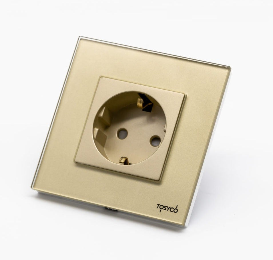 Priză Schuko simplă cu ramă din sticlă