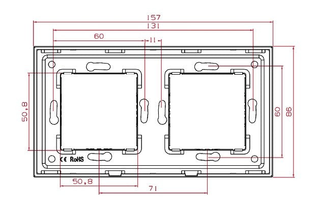 Priză Schuko dublă cu ramă din sticlă