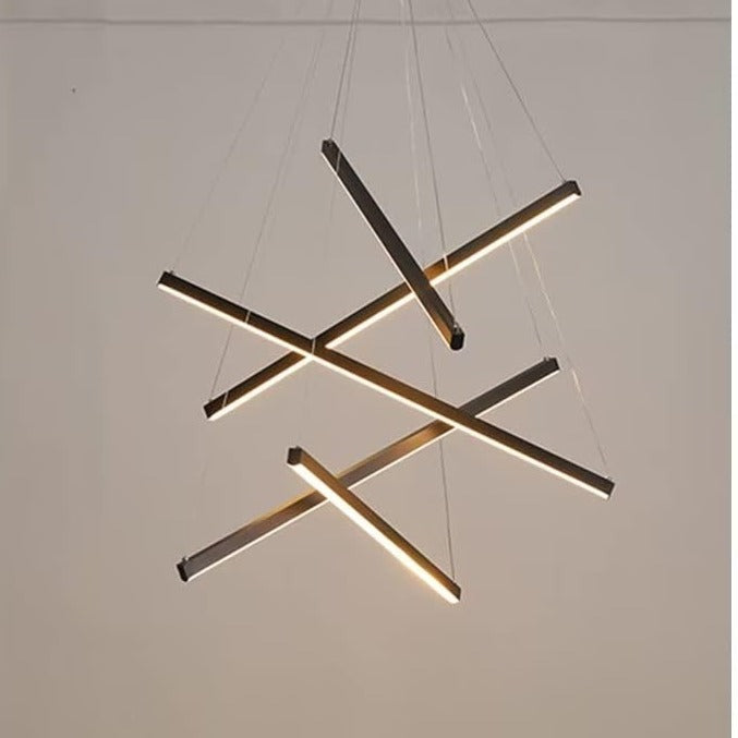 Lustra LED 5 Geometric BLACK Lines Suspendata Echivalent 500W