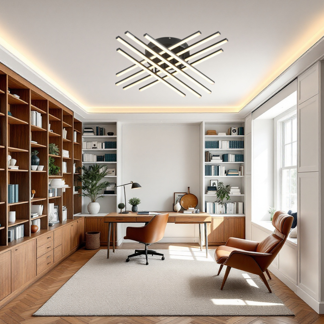 Lustra LED 144W X cu 8 Linii NEGRE Echivalent 1000W cu Telecomanda