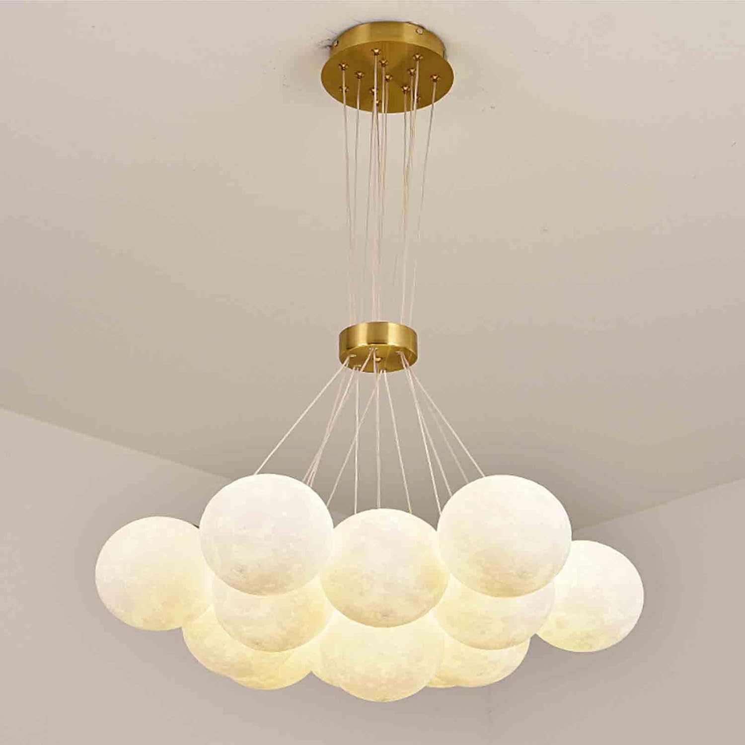 Lustra LED Abajur GOLD Moonlight, 3 lumini si telecomanda