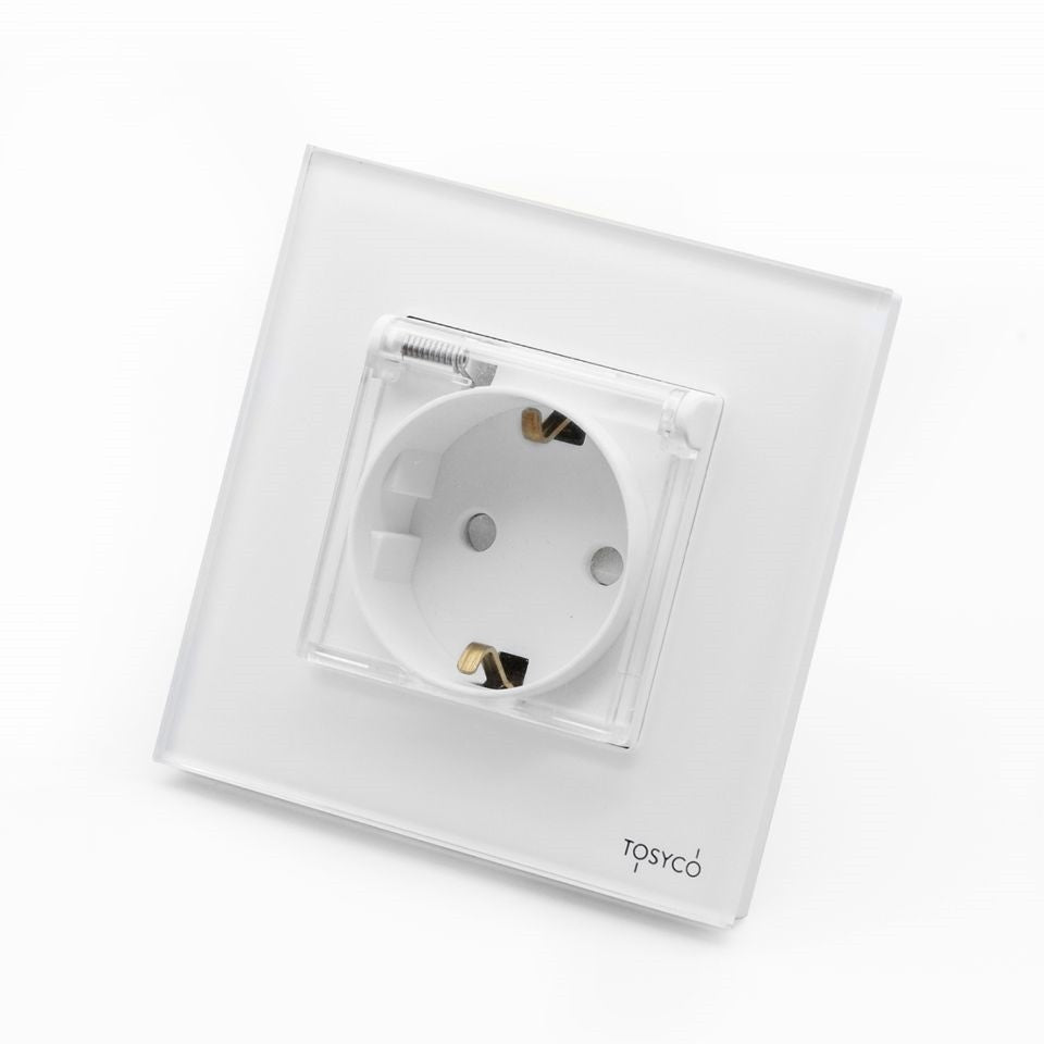 Priză Schuko cu ramă din sticlă și protecție la apă