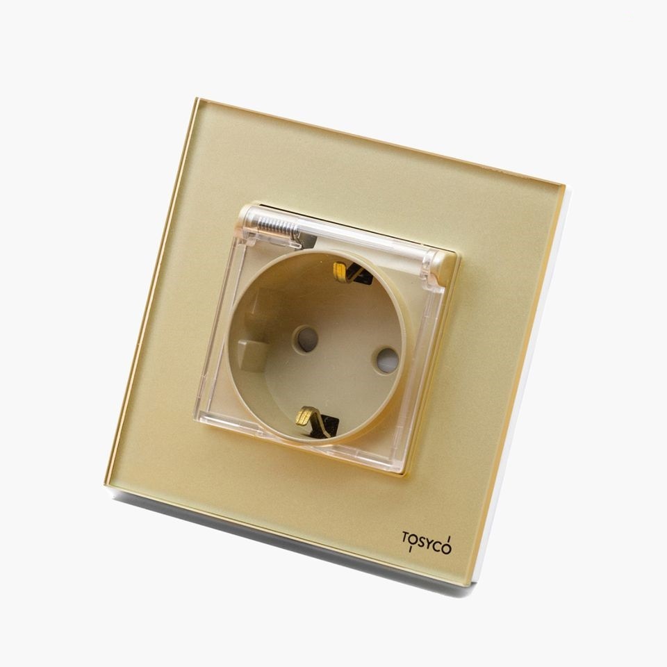Priză Schuko cu ramă din sticlă și protecție la apă