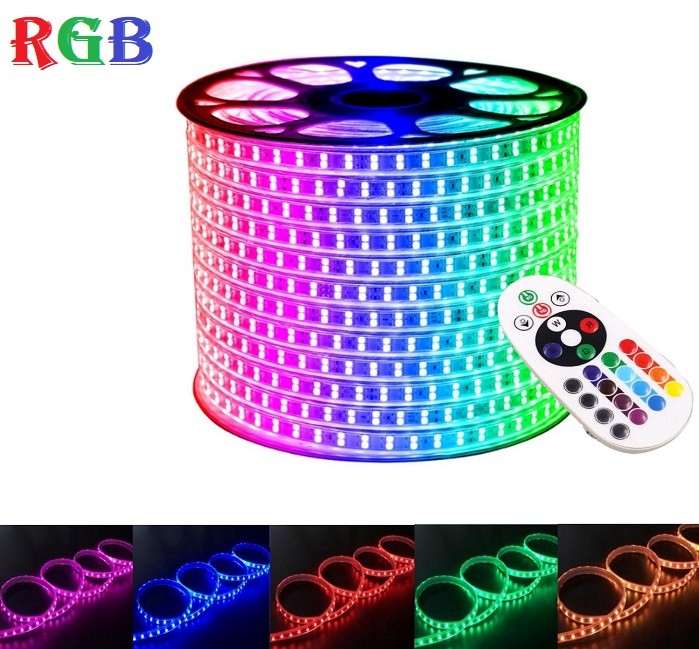 KIT COMPLET 20M - Banda LED 5050 2 Randuri SMD RGB 220V - 20W/ML