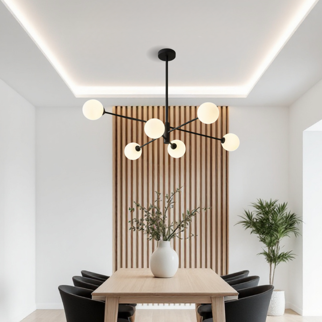 Lustra Abajur Mat Black ROD 6xE27