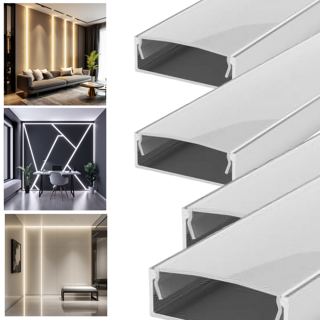 Profil Banda LED Aplicat Plat XL Dispersor Alb Mat 2M