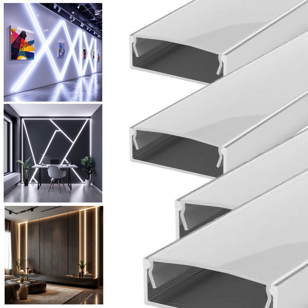 Profil Banda LED Aplicat Plat XL Dispersor Alb Mat 2M