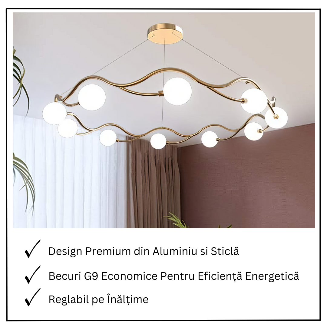 Lustra Abajur MAT GOLD Elven Ring 10xG9 80cm