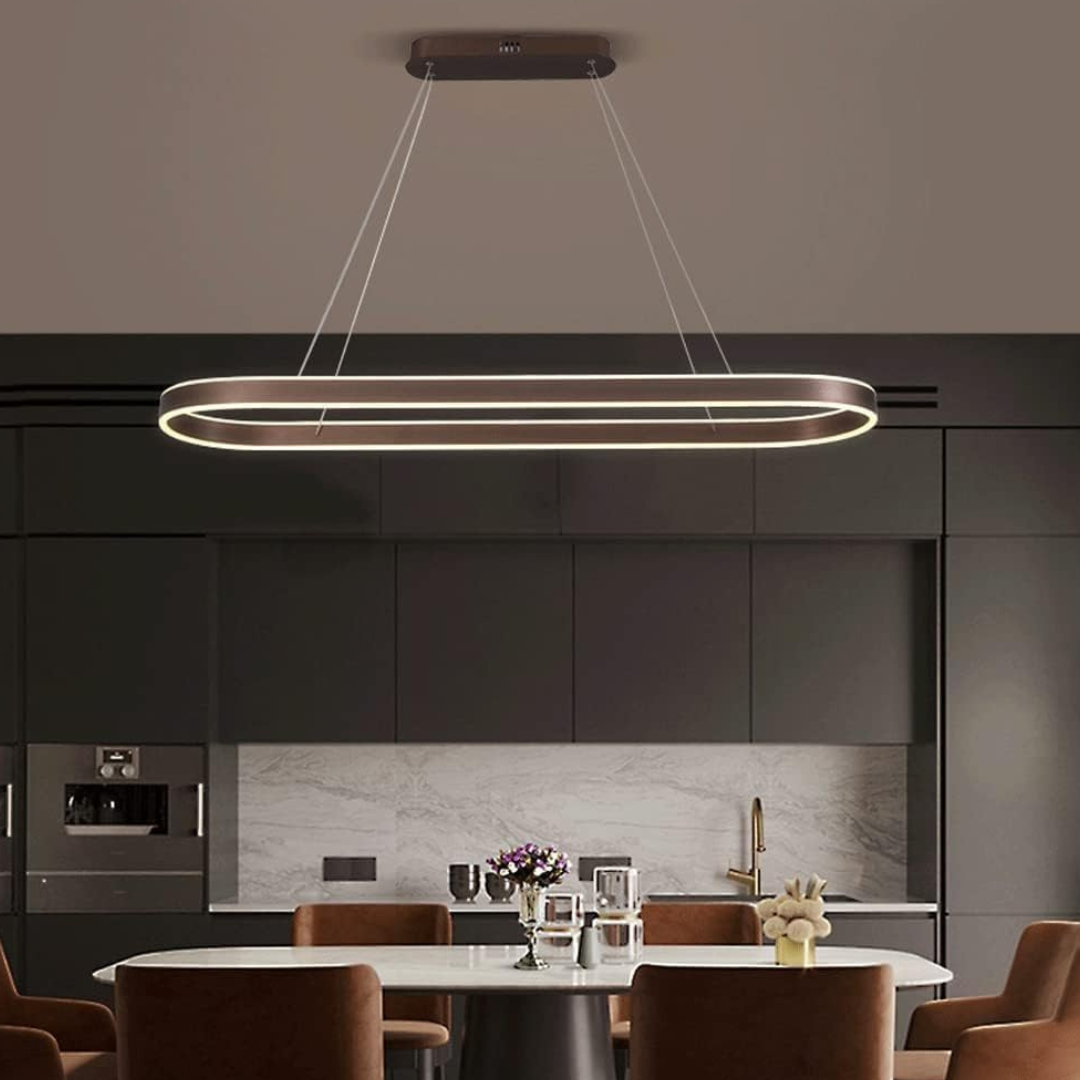 Lustra LED KING Wenge 1 Segment Oval Echivalent 400W Telecomanda